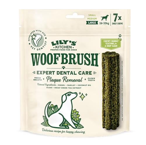 Lily's Kitchen Woofbrush Natürliche Leckerlis für ausgewachsene Hunde Zahnpflege-Kausnack - Großer Hund (1 Packung mit 7 Kausnacks - 47g) von Lily's Kitchen