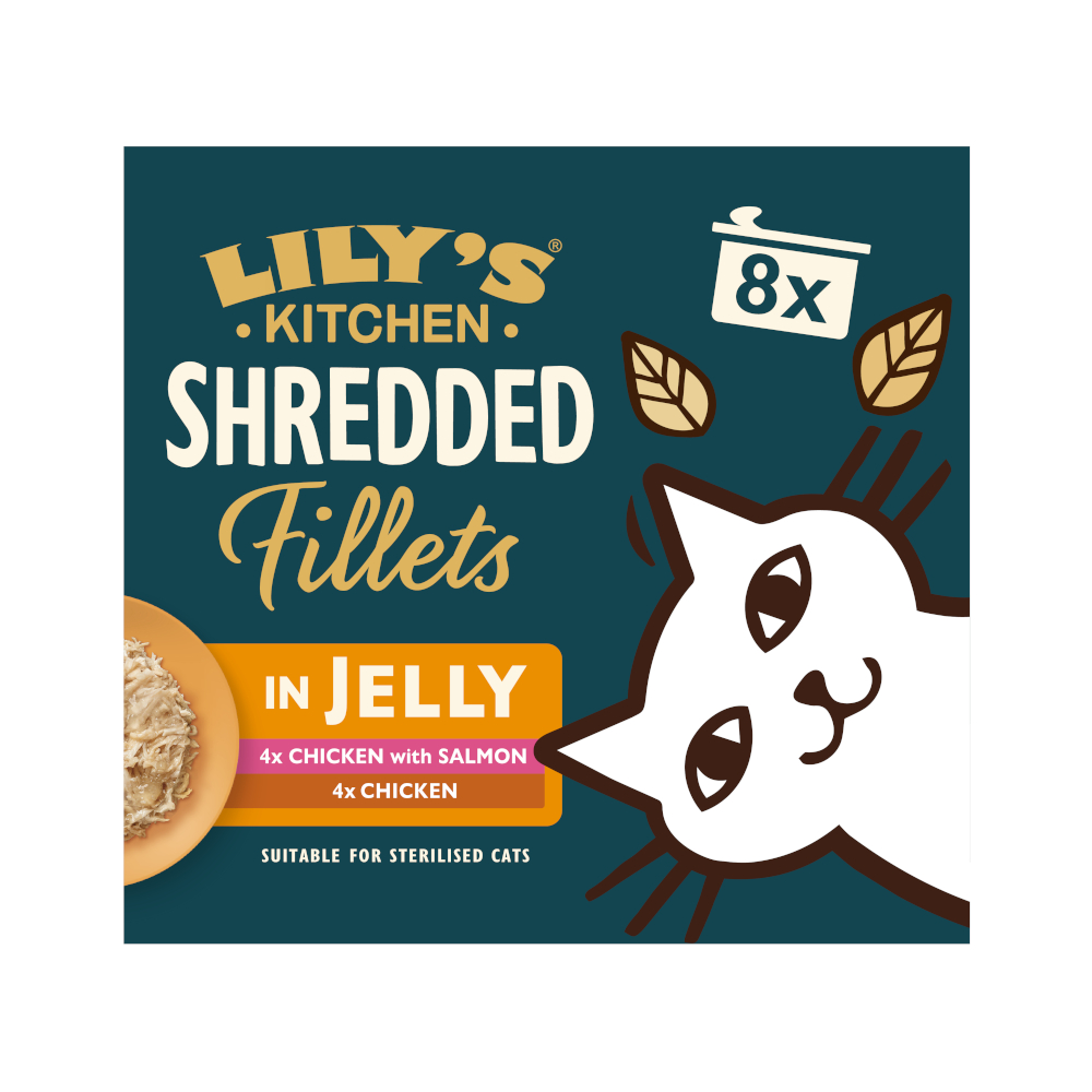 Lily's Kitchen Shredded Fillets für Katzen 8 x 70 g - Mixpaket in Gelee (2 Sorten) von Lily's Kitchen