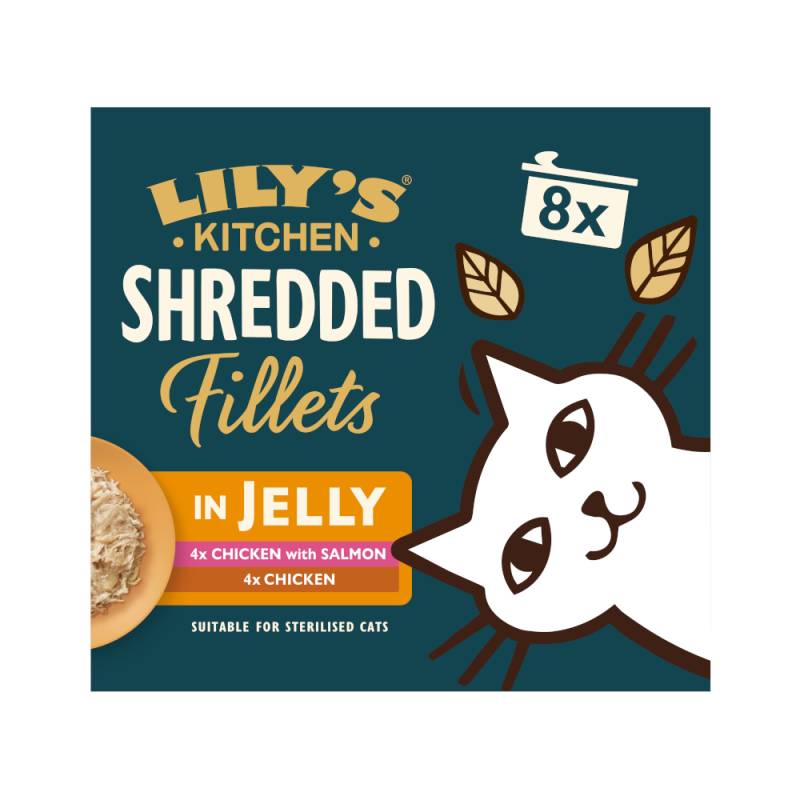 Lily's Kitchen Shredded Fillets für Katzen 8 x 70 g - Mixpaket in Gelee (2 Sorten) von Lily's Kitchen