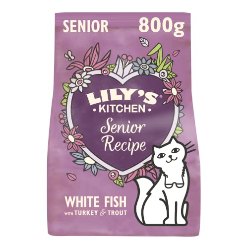 Lily’s Kitchen Vollwertnahrung Trocken Katzenfutter für Katzen ab 7 Jahren 4er Pack (4 x 800g) Fisch und Kräutern von Lily's Kitchen