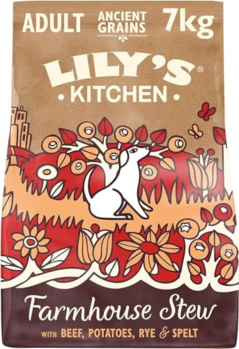 Lily’s Kitchen Mit natürlichen Zutaten hergestellt Trockenfutter für ausgewachsene Hunde Rindereintopf mit Urgetreide 7kg Beutel von Lily's Kitchen
