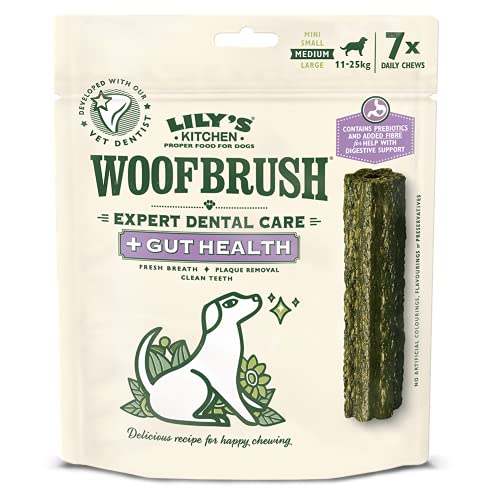 Lily's Kitchen Woofbrush Gut Health Dental Chew - Natürliche Zahnstäbchen für mittelgroße Hunde (5 Packungen mit 7 Kauws) von Lily's Kitchen