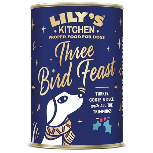 Lily’s Kitchen mit natürlichen Zutaten Nassfutter für ausgewachsene Hunde - Dose - Festschmaus mit drei Geflügelarten für kleine, mittelgroße und große Hunde 400 g von Lily's Kitchen