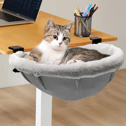 Lilyang Großes Katzen-Schreibtischbett – unterstützt bis zu 22,7 kg, geräumiger 44,5 x 35,6 cm Schlafbereich, stabile Doppelklemmen, abnehmbarer, weicher, flauschiger Bezug, Katzen-Hängematte für Lilyang Großes Katzen-Schreibtischbett – unterstützt bis zu 22,7 kg, geräumiger 44,5 x 35,6 cm Schlafbereich, stabile Doppelklemmen, abnehmbarer, weicher, flauschiger Bezug, Katzen-Hängematte für von Lilyang