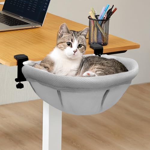 Lilyang Großes Katzen-Schreibtischbett – versunkene Katzen-Hängematte, 49,5 x 38,1 cm, geräumiges Nest, sicheres Bett mit Doppelklemmen und Stahlrahmen, unterstützt bis zu 22,7 kg, atmungsaktiver von Lilyang