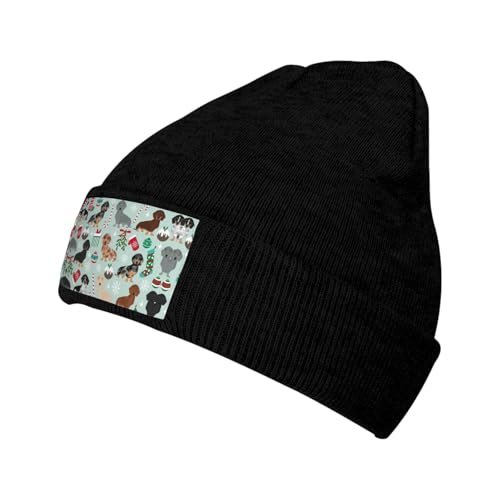Dog Flora, warme Strickmütze, Unisex, Winter, weich, lässig, Zopfbündchen, Totenkopfmütze mit lokalem Aufdruck Dog Flora, warme Strickmütze, Unisex, Winter, weich, lässig, Zopfbündchen, Totenkopfmütze mit lokalem Aufdruck von LimPac