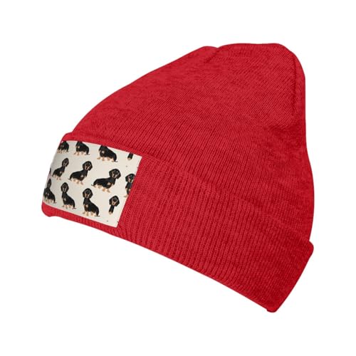 Warme Strickmütze für den Winter, Dackel, Unisex, weich, lockere Zopfmanschette, Totenkopfmütze mit lokalem Aufdruck Warme Strickmütze für den Winter, Dackel, Unisex, weich, lockere Zopfmanschette, Totenkopfmütze mit lokalem Aufdruck von LimPac