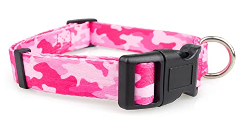 Limeloot Pink Camo Hundehalsband für Hündinnen und Rüden, Größe M von Limeloot