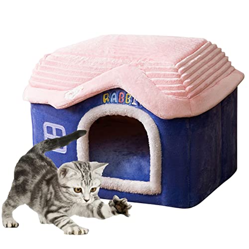 Collapsible Cat House, Novel Cute Castle Cat Bed, Winter Warm Cat Tent, Arctic Velvet and Sponge Fabric, for Small Dogs, Kitten Bed Cat Tent, Cat Bed House with Removable Washable Cushion von Limitoll