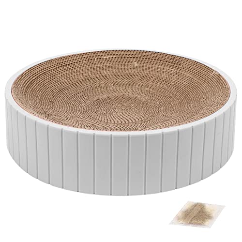 Round Cat Scratching Pad, Reversible Round Cat Scratcher Lounge Bed for Furniture Protection, Scratch Lounge with Catnip, Cat Training Toy Wear-Resistant Scratching Board von Limitoll