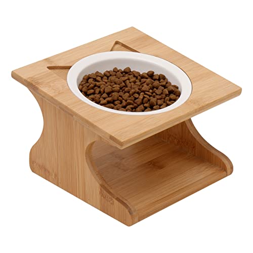 Limmby - Ergonomischer Futternapf aus Keramik mit Bambusgestell für Katzen | Erhöhter Fressnapf mit 250ml Volumen von Limmby