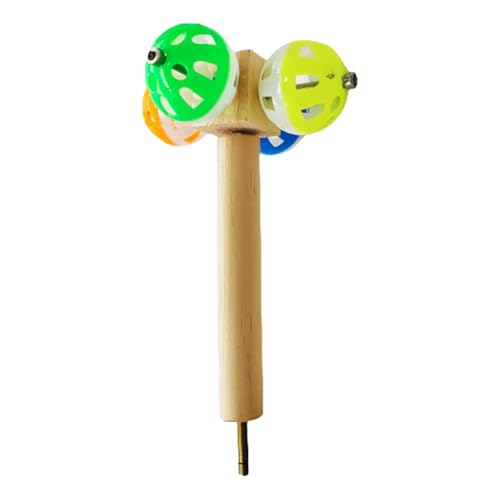 Interaktions-Sitzstange, Vogelspielzeug mit rotierenden Glocken, Ball, kaubar, Naturholzständer für Papageien, Sittiche, Unterhaltungsspielzeug, Sitzstange mit rotierenden Bällen von Limtula