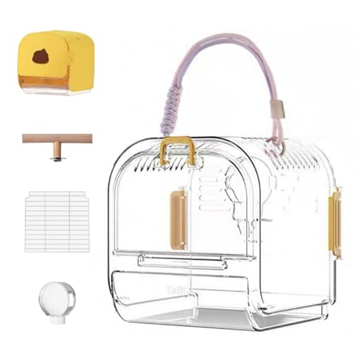 Leichte Transportbox für Haustiere, transparent, tragbar, mit herausnehmbarem Tablett, für Wellensittiche und kleine Vögel, langlebig, Vogelkäfig von Limtula