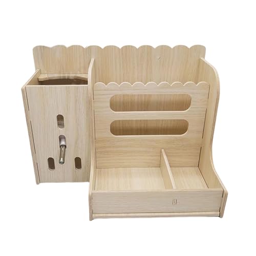 Limtula Holz Kaninchen Heu Futterbox Mit Wasserflaschenhalter Kleintierfutter Heukrippe Für Kleintier Kaninchen von Limtula