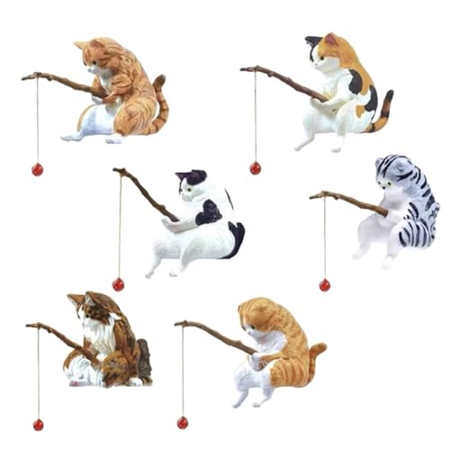 Limtula Interessantes Tiermodell Katzenzaunstatue Winziges Terrarium Tierstatuen Aquarium Katzenfiguren Ornament Katzenangeln Spielzeug Für Kinder von Limtula