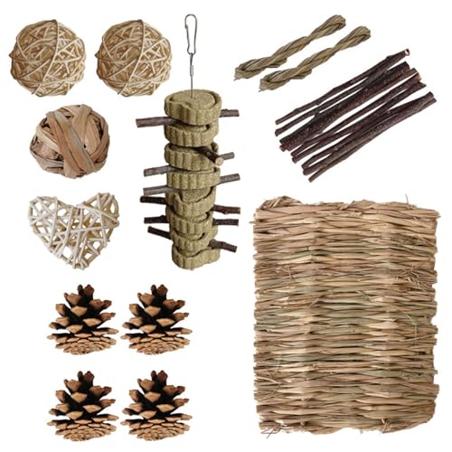 Limtula Small Animal Entertainment Toy Set Natural Wood Kaut Spielzeugsortiment Für Hamster Und Kleines Haustier von Limtula