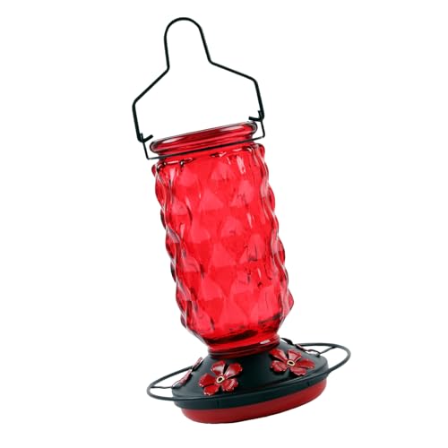 Outdoor Hanging Vogelfutterhäuschen Rote Kolibri Mit 5 Fütterungshäfen Easy Cleaning Garden Yard Rote Farbe Wetterfestes Glasvogel von Limtula