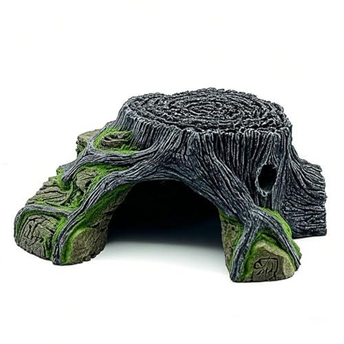 Steinhöhle Shelter versteckt Schildkröte Haus für Reptil Schildkröte Frosch Zoo Aquarium Dekoration Ornament für kleine Eidechsen Schildkröten Amphibien Fische. (C) von Lin's Wood