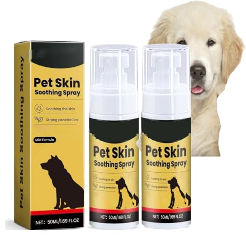 Hundehautpflegespray zur Linderung von Juckreiz, beruhigender Juckreiz-beruhigender Nebel Hot Spot für Hunde, Spray zur Linderung trockener Haut für Haustiere, feuchtigkeitsspendende (2pcs) von LinBomZony