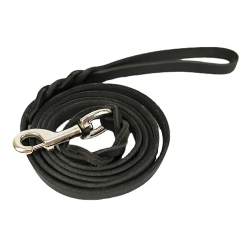 KANGYEBAIHUODIAN 1,2–2,1 m Lange Hundeleine aus echtem Leder mit Haken, for Gehtraining, Braun und Schwarz, passend for mittelgroße und große Schäferhunde und Windhunde (Color : Black, Size : 210cm von LinCys