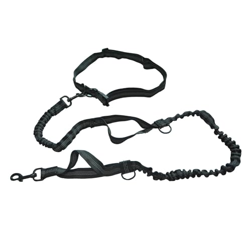 KANGYEBAIHUODIAN Einziehbare freihändige Hundeleine, geeignet for Laufen, doppelte Griffe, elastische Kordel, reflektierend, große Hundeleine, Heimtierbedarf (Color : Black) von LinCys