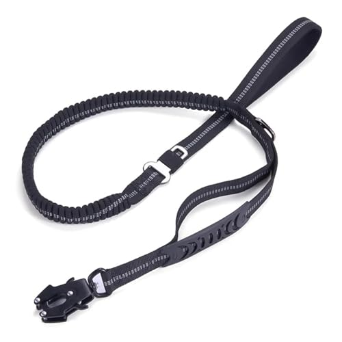 KANGYEBAIHUODIAN Elastische Bungee-Hundeleine, passend for mittelgroße und große Hunde, Leinen, Stoßdämpfung, Zwei Griffe, robuste Hundeleinen mit Auto-Sicherheitsclip (Color : Black, Size : 135-190 von LinCys