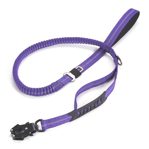 KANGYEBAIHUODIAN Elastische Bungee-Hundeleine, passend for mittelgroße und große Hunde, Leinen, Stoßdämpfung, Zwei Griffe, robuste Hundeleinen mit Auto-Sicherheitsclip (Color : Purple, Size : 135-19 von LinCys