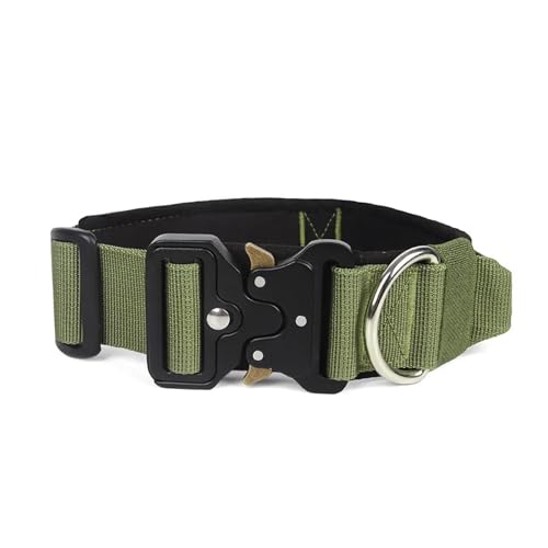 KANGYEBAIHUODIAN Hundehalsband-Leine, militärisch, robust, passend for mittelgroße und große Hunde, Halsbänder, Deutscher Schäferhund, Walking-Trainingszubehör (Color : Army Green, Size : M 38-48cm von LinCys
