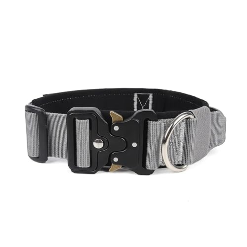 KANGYEBAIHUODIAN Hundehalsband-Leine, militärisch, robust, passend for mittelgroße und große Hunde, Halsbänder, Deutscher Schäferhund, Walking-Trainingszubehör (Color : Gray, Size : L 46-55cm) von LinCys