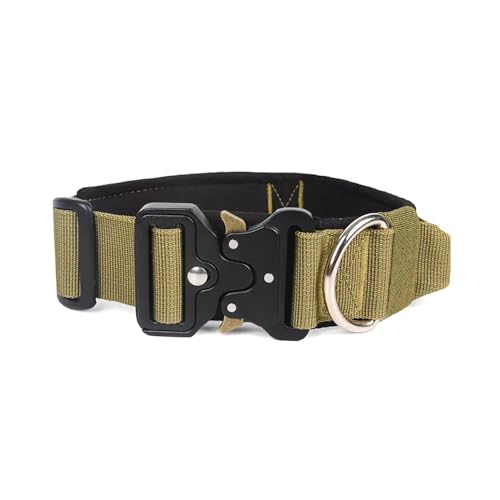 KANGYEBAIHUODIAN Hundehalsband-Leine, militärisch, robust, passend for mittelgroße und große Hunde, Halsbänder, Deutscher Schäferhund, Walking-Trainingszubehör (Color : Khaki, Size : L 46-55cm) von LinCys