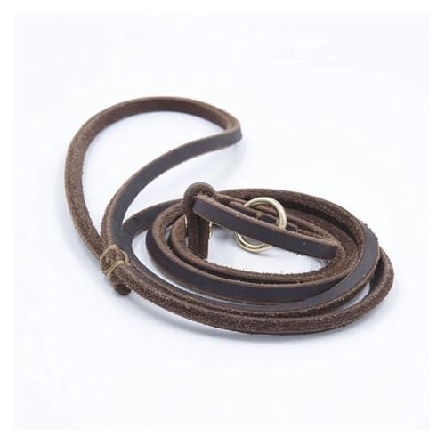 KANGYEBAIHUODIAN Hundeleine aus echtem Leder, Hundeleine, Trainingsleine mit Cinch-Leine, passend for kleine Hunde, Katzen, rutschfeste Leine und Halsband for Welpen (Color : Brown, Size : L 150cm) von LinCys