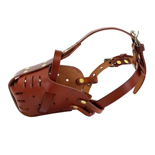 KANGYEBAIHUODIAN Hundemaulkörbe, verstellbare Leder-Haustier-Mundmaske, Anti-Bell-Biss-Kau-Hundemaulkorb, passend for große Hunde, Pitbull, Deutscher Schäferhund, Haustierprodukte (Color : Yellow, S KANGYEBAIHUODIAN Hundemaulkörbe, verstellbare Leder-Haustier-Mundmaske, Anti-Bell-Biss-Kau-Hundemaulkorb, passend for große Hunde, Pitbull, Deutscher Schäferhund, Haustierprodukte (Color : Yellow, S von LinCys