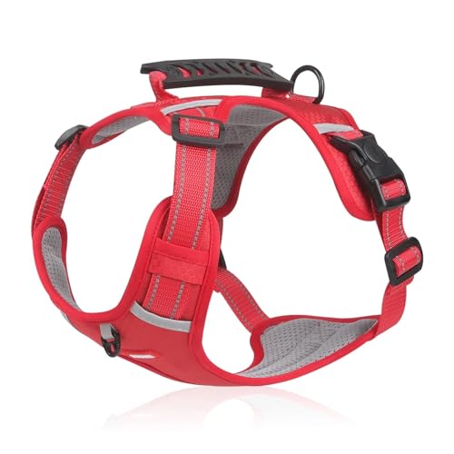 KANGYEBAIHUODIAN Kein Ziehen, großes Hundegeschirr, verstellbare reflektierende Weste, geeignet for kleine und mittelgroße Hunde, Outdoor-Reisen, Zubehör for französische Bulldoggen (Color : Red, SI von LinCys