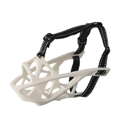 KANGYEBAIHUODIAN Nützlicher Maulkorb for Haustiere, verstellbar, Anti-Biss, Leichter Maulkorb for Hunde, Anti-Bell-Mund, passend for Abdeckung (Color : White, Size : S) von LinCys