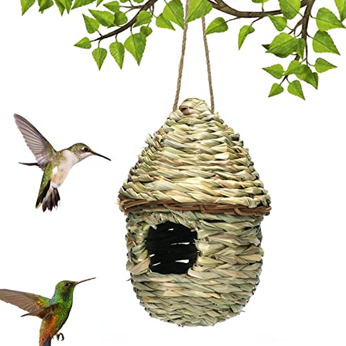 Kolibri-Häuser für den Außenbereich | Gras handgewebte hängende Vogelnester | hängende Vogelnester Spatz Vogelhaus für Garten Hof Haus Baum Outdoor KOT-au von LinLinfa
