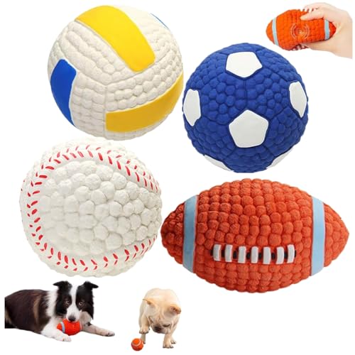 LinZong 2/4pcs Mighty Chew - Indestructible Toy for Dog,Mighty Chew Dog Toy,Bite Resistant Latex Pet Toy Ball,Squeaky Dog Toys,Best Gift for pet Teeth Cleaning and Gum Massage (Large, Combinations) von LinZong