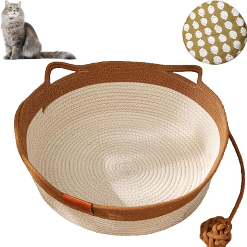 LinZong Handwoven Cotton Rope Cat Bed - Breathable & Easy to Clean,Pet Sleeping Bed House Scratcher Scratch Mat Pad,Integrated Cotton Rope Reinforcement LinZong Handwoven Cotton Rope Cat Bed - Breathable & Easy to Clean,Pet Sleeping Bed House Scratcher Scratch Mat Pad,Integrated Cotton Rope Reinforcement von LinZong