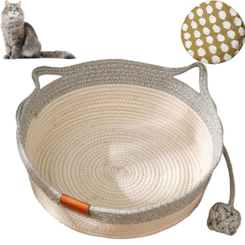 LinZong Handwoven Cotton Rope Cat Bed - Breathable & Easy to Clean,Pet Sleeping Bed House Scratcher Scratch Mat Pad,Integrated Cotton Rope Reinforcement LinZong Handwoven Cotton Rope Cat Bed - Breathable & Easy to Clean,Pet Sleeping Bed House Scratcher Scratch Mat Pad,Integrated Cotton Rope Reinforcement von LinZong