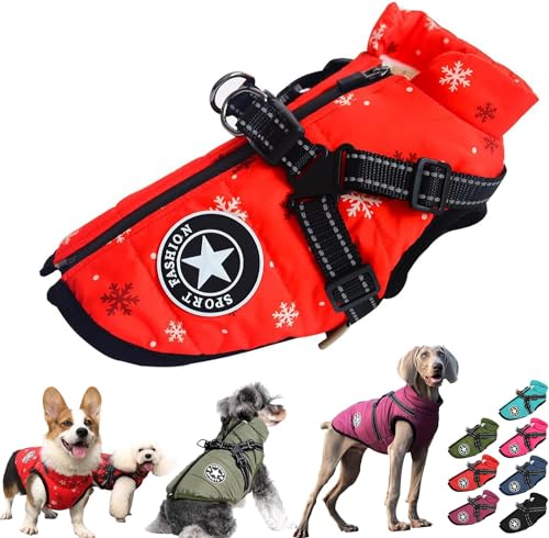 Pawbibi Sport - Waterproof Winter Jacket with Built-in Harness,Dog Winter Coat Waterproof Zipper,Winter Waterproof Vest Warm Coat Zippered with Reflectors Dog's Clothes (3XL, Snow) von LinZong