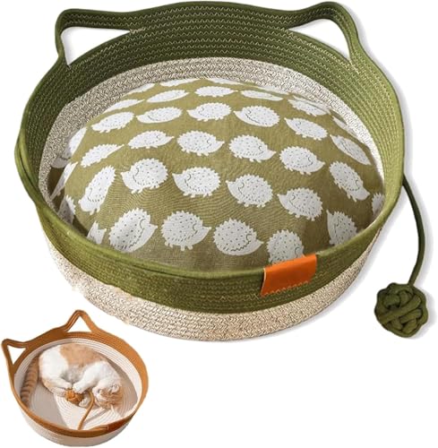 Virelapets Woven Rope Cat Basket,Hand Woven Cats Bed,Cat Toy Basket,Indoor Cats Beds,with Pet Toy and Blanket,Suitable for All Cats Virelapets Woven Rope Cat Basket,Hand Woven Cats Bed,Cat Toy Basket,Indoor Cats Beds,with Pet Toy and Blanket,Suitable for All Cats von LinZong
