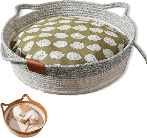 Virelapets Woven Rope Cat Basket,Hand Woven Cats Bed,Cat Toy Basket,Indoor Cats Beds,with Pet Toy and Blanket,Suitable for All Cats Virelapets Woven Rope Cat Basket,Hand Woven Cats Bed,Cat Toy Basket,Indoor Cats Beds,with Pet Toy and Blanket,Suitable for All Cats von LinZong