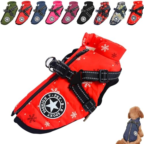Warm Dog Winter Coat,Fashion Sports Dog Cold Weather Jacket with Built-in Harness,Reflective & Adjustable Comfortable Pet Vest,Waterproof Windproof Dog Apparel for Small Dogs (Snow, M) von LinZong