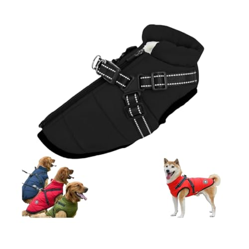 Waterproof Winter Dog Jacket with Built-in Harness,Dog Jacket with Harness,Windproof Warm Coats for All Dogs/Cats,Reflective & Adjustable Pet Vest for Smal Medium Large Dogs (Black, 2XL) von LinZong