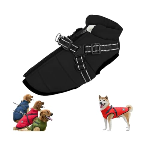 Waterproof Winter Dog Jacket with Built-in Harness,Dog Jacket with Harness,Windproof Warm Coats for All Dogs/Cats,Reflective & Adjustable Pet Vest for Smal Medium Large Dogs (Black, 3XL) von LinZong