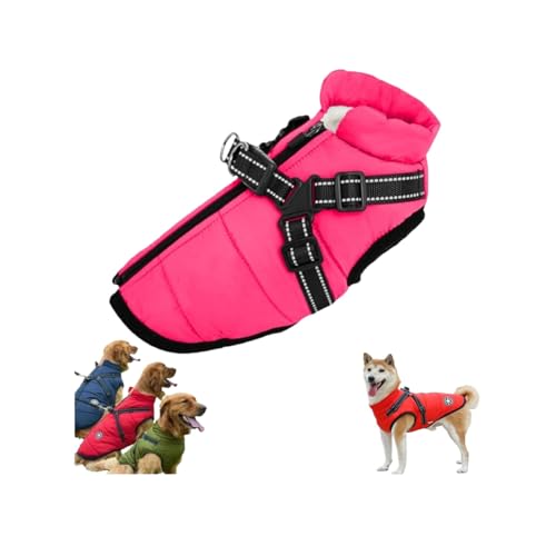 Waterproof Winter Dog Jacket with Built-in Harness,Dog Jacket with Harness,Windproof Warm Coats for All Dogs/Cats,Reflective & Adjustable Pet Vest for Smal Medium Large Dogs (Pink, 2XL) von LinZong