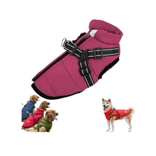 Waterproof Winter Dog Jacket with Built-in Harness,Dog Jacket with Harness,Windproof Warm Coats for All Dogs/Cats,Reflective & Adjustable Pet Vest for Smal Medium Large Dogs (Purple, XL) von LinZong