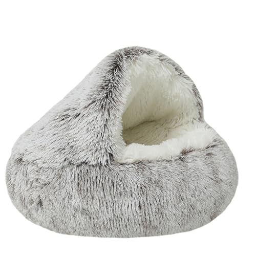 Winter Pet Plush Bed,Comfy Pet Sleeping Pod,Cozy Pet Bed,Dog Bed with Hood,for Small Medium Pets Snooze Sleeping Indoor,Waterproof Bottom Non-Slip Washable Calming fluffy Pet Bed (D, 40*40 cm) von LinZong