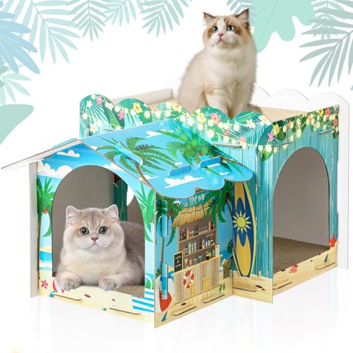 Lineshading Katzenhaus aus Karton mit 3 Kratzern, groß, stabil, Hawaii-Strand-Katzenvilla, 43,2 x 30,5 x 25,4 cm, niedliches Haustier-Katzenhaus für Hasen, Kleintiere, Geburtstag, Hawaii-Themenparty Lineshading Katzenhaus aus Karton mit 3 Kratzern, groß, stabil, Hawaii-Strand-Katzenvilla, 43,2 x 30,5 x 25,4 cm, niedliches Haustier-Katzenhaus für Hasen, Kleintiere, Geburtstag, Hawaii-Themenparty von Lineshading