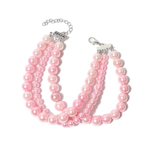 Ling & Bai Hunde-Halskette, 3-reihig, Perlenschmuck, Haustier-Halsband, Kostümzubehör für Kätzchen, Welpen, Rosa Ling & Bai Hunde-Halskette, 3-reihig, Perlenschmuck, Haustier-Halsband, Kostümzubehör für Kätzchen, Welpen, Rosa von Ling & Bai