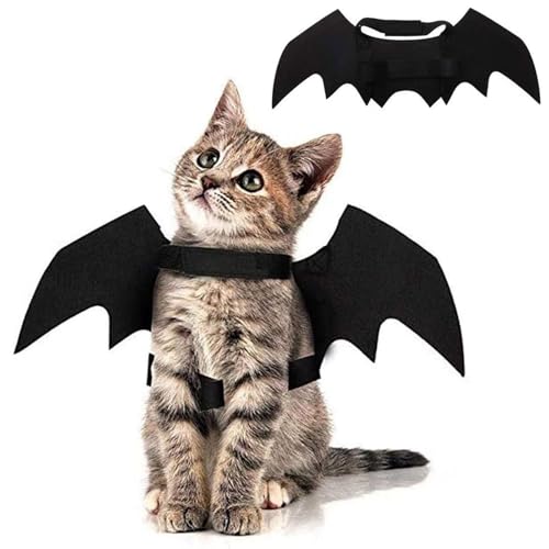 Ling & Bai Lustiges Halloween-Kostüm mit Fledermausflügeln, niedliches Katzenkostüm, Zubehör für Kätzchen, Welpen, Bekleidung, Dekoration für Cosplay-Partys von Ling & Bai